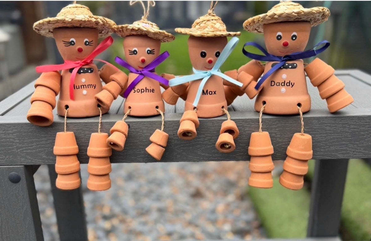 Personalised Flowerpot Family Ornaments, Terracotta Pot People Family, Custom Garden Family Gift, Mum Dad Kids Gift, Family Keepsake