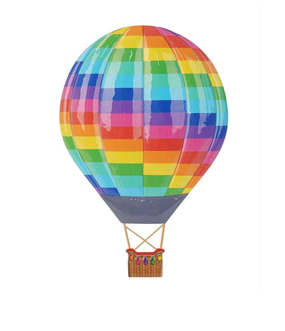 Colourful Hot Air Balloon Wall Art, Garden Fence Decor, Rainbow Outdoor Ornament