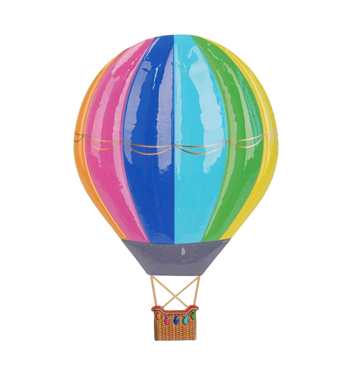 Colourful Hot Air Balloon Wall Art, Garden Fence Decor, Rainbow Outdoor Ornament