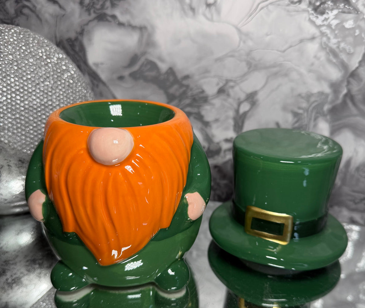 Ceramic Leprechaun Oil Burner Wax Melt Warmer | St Patrick’s Day Gonk Ornament |  Gnome Candle Holder | Decor Gift