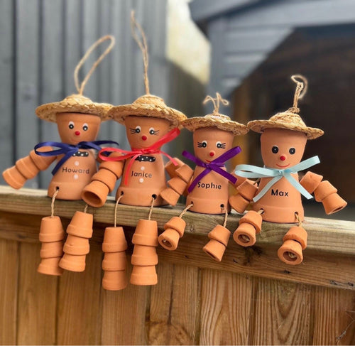 Personalised Flowerpot Family Ornaments, Terracotta Pot People Family, Custom Garden Family Gift, Mum Dad Kids Gift, Family Keepsake