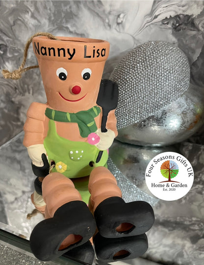 Terracotta Flowerpot Plant Pot Man Garden Ornament Planter With Option To Personalise