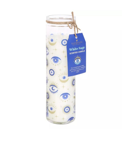 21cm All Seeing Eye Evil Eye White Sage Scented Tube Candle Home Fragrance Gift