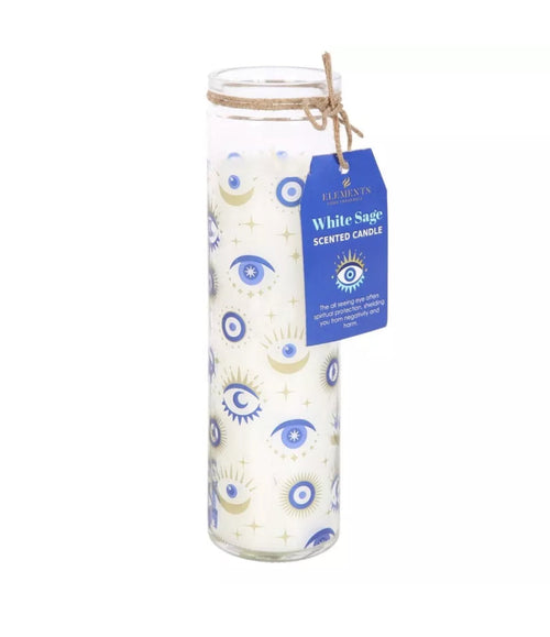 21cm All Seeing Eye Evil Eye White Sage Scented Tube Candle Home Fragrance Gift