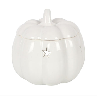 Autumn White Pumpkin Oil Burner Wax Melt Warmer Halloween Home Decor Ornament, Autumn Gifts