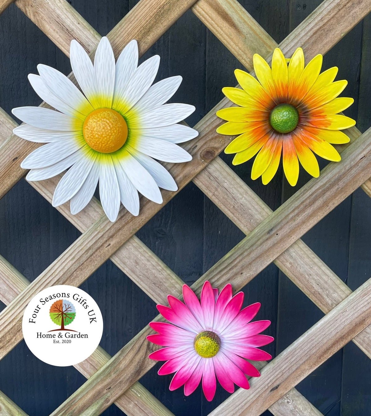 Daisy Garden Wall Art Set Of 3 Metal Flowers Ornament Decor Gifts