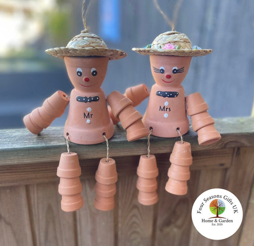 Terracotta Plant Pot People Mr & Mrs , Mr & Mr , Mrs & Mrs Wedding Garden Ornament Couples Gifts
