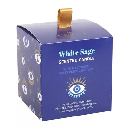 Evil Eye All Seeing Eye Sodalite Crystal Chip White Sage Scented Candle Manifesting Positivity Gifts