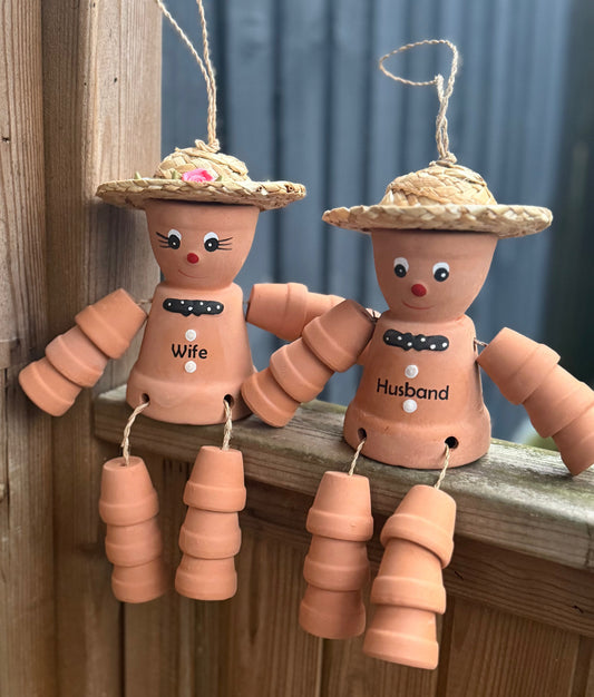 Personalised Terracotta Flowerpot Plant Pot Man or Lady Garden Ornaments
