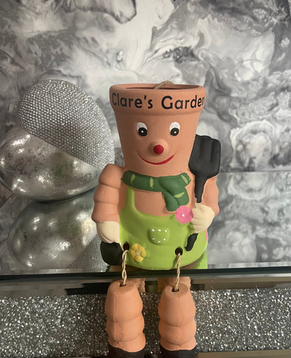 Terracotta Flowerpot Plant Pot Man Garden Ornament Planter With Option To Personalise