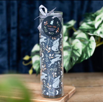 21cm Midnight Moon Gazing Hare Wild Tulip Floral Scented Tube Candle Home Fragrance Relaxation Decor Gifts