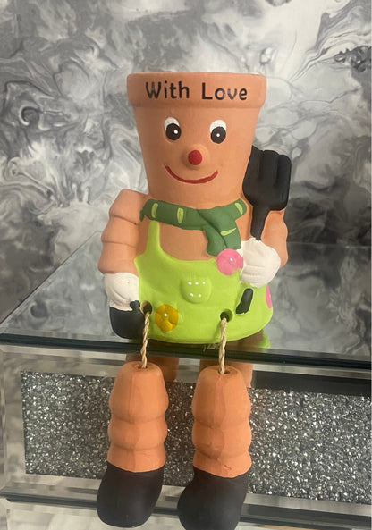 Terracotta Flowerpot Plant Pot Man Garden Ornament Planter With Option To Personalise