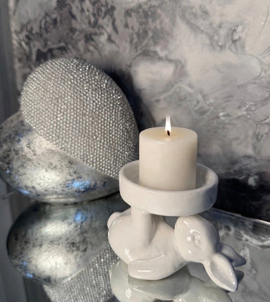 Easter Bunny Tea-light Candle Holder Spring Home Decor Rabbit Ornament Gift