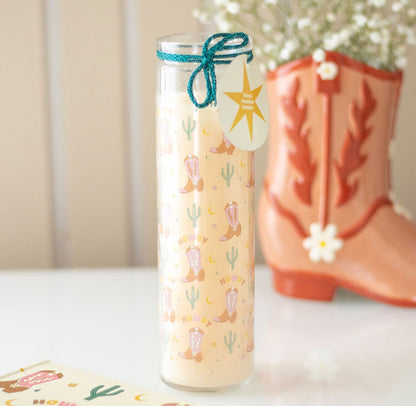 21cm Howdy Cowboy Cowgirl Floral Scented Tube Candle Home Fragrance Decor Gifts