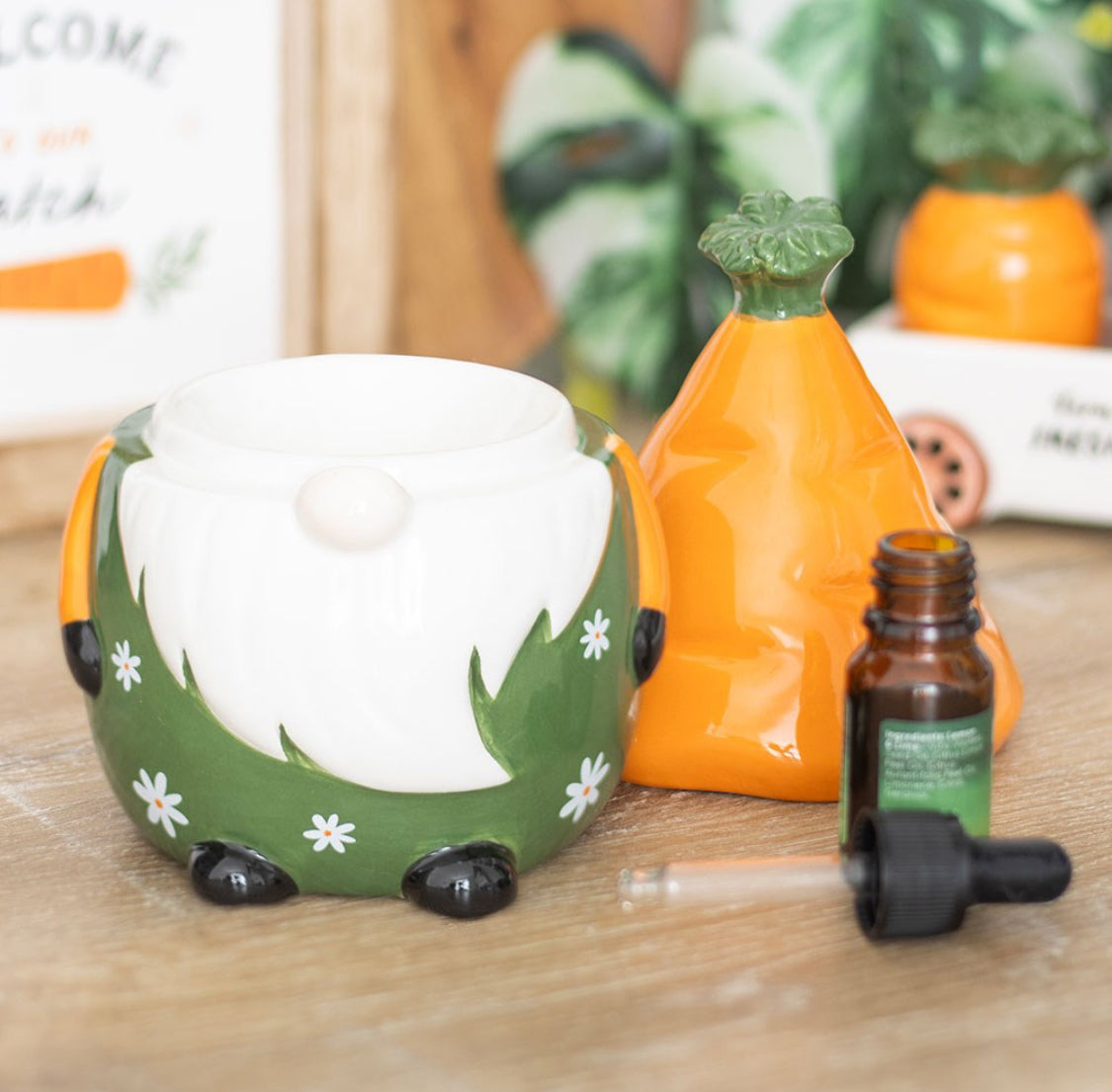 Carrot Patch Gonk Gnome Oil Burner Wax Warmer Autumn Home Decor Veggie Gifts