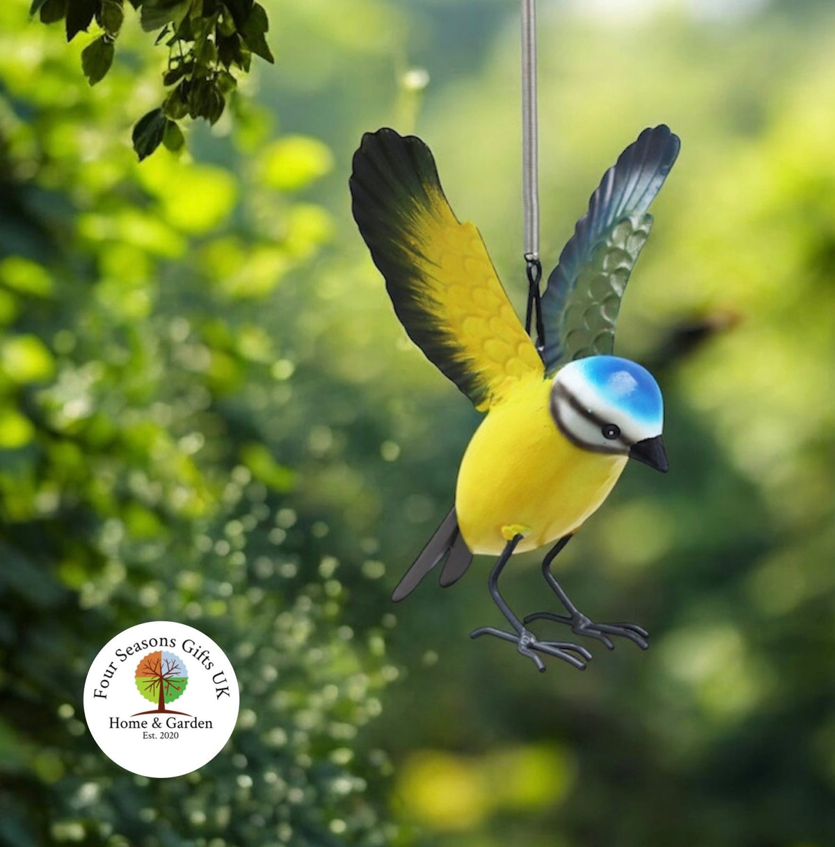Blue Tit Metal Bird Hanging Garden Ornament Decoration British Birds Dad Gifts