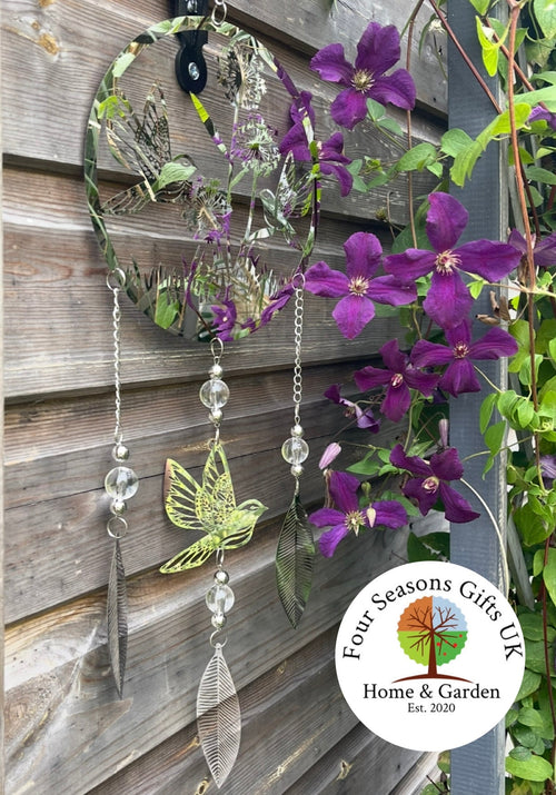 Beautiful Birds Stainless Steel Mirrored Dreamcatcher Wind Spinner Sun-catcher Hanging Garden Decorative Ornament